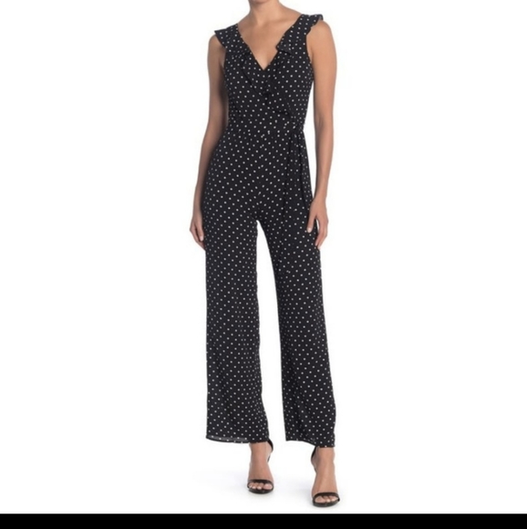 polka dot ruffle jumpsuit